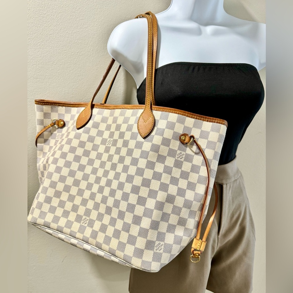 💯 Authentic Neverfull MM Damier Azur